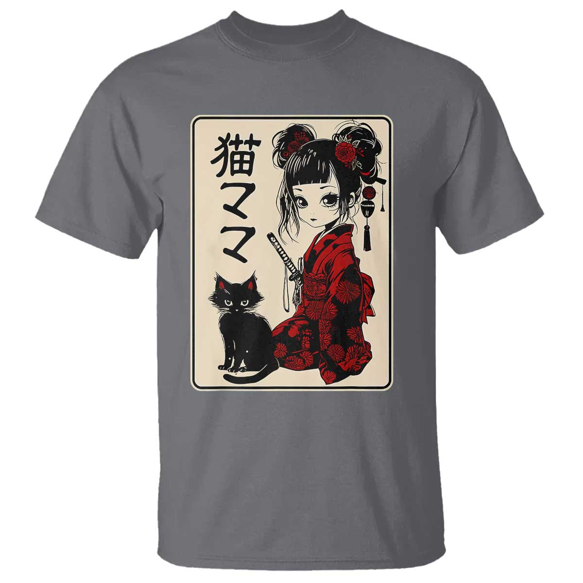 japanese-gothic-kawaii-anime-samurai-cat-t-shirt-japan-female-bushido-graphic-with-kanji-retro-vintage