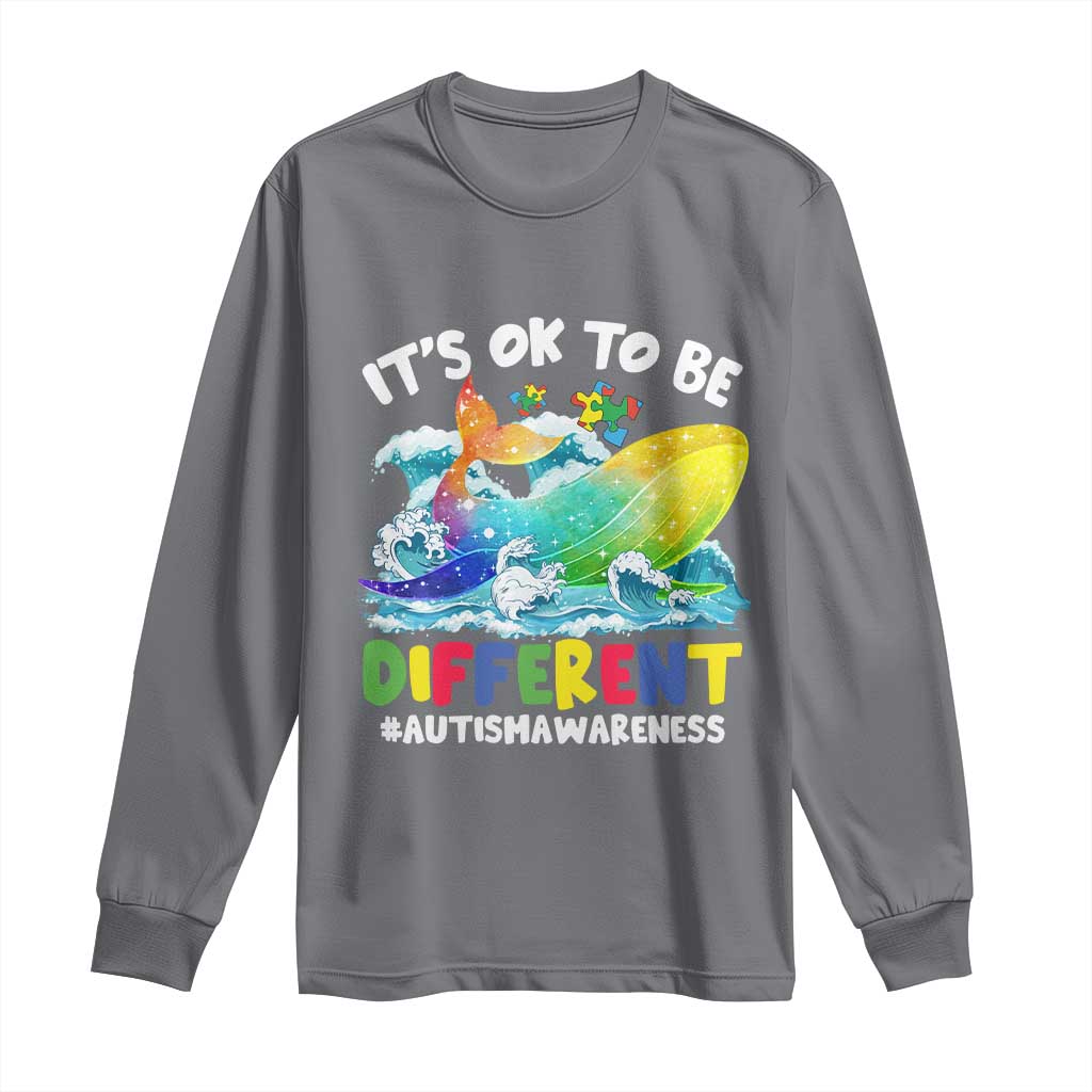 Autism Acceptance Autistic Whale Long Sleeve Shirt It's Ok To Be Different Support Squad Mental Health