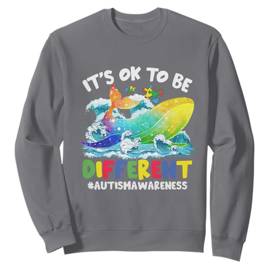 Autism Acceptance Autistic Whale Sweatshirt It's Ok To Be Different Support Squad Mental Health