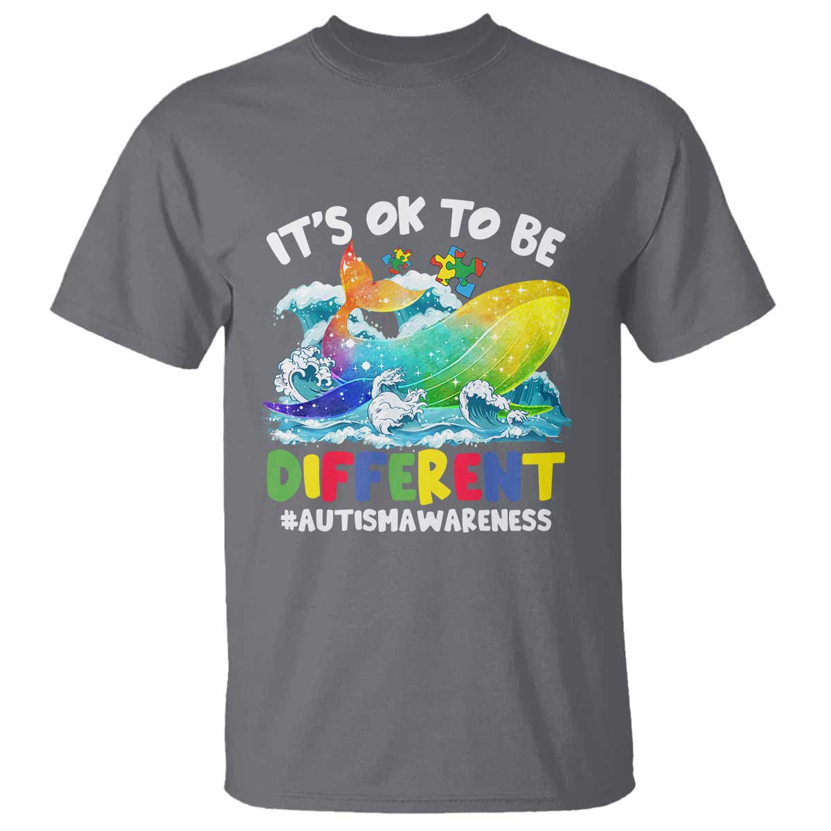 Autism Acceptance Autistic Whale T Shirt It's Ok To Be Different Support Squad Mental Health