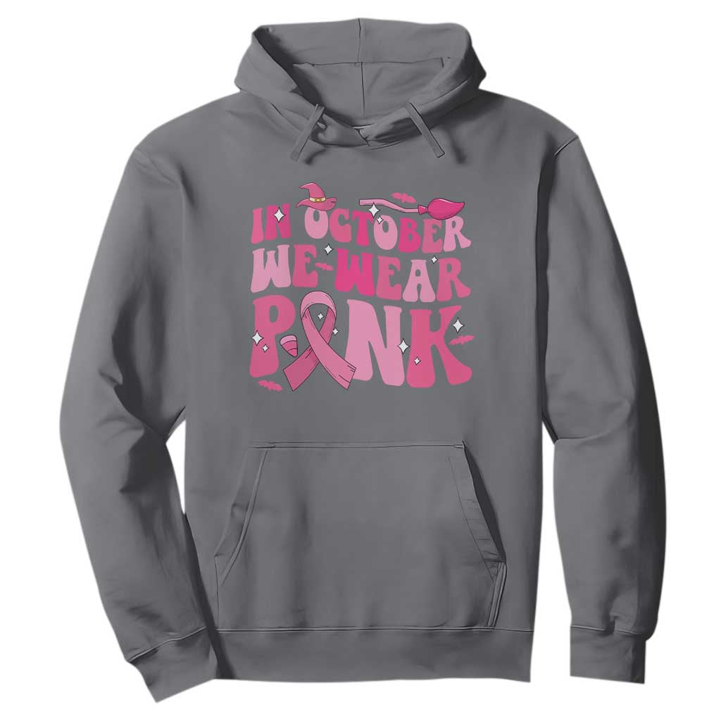 Breast Cancer Witch Support Squad Hoodie In October We Wear Pink Ribbon Halloween