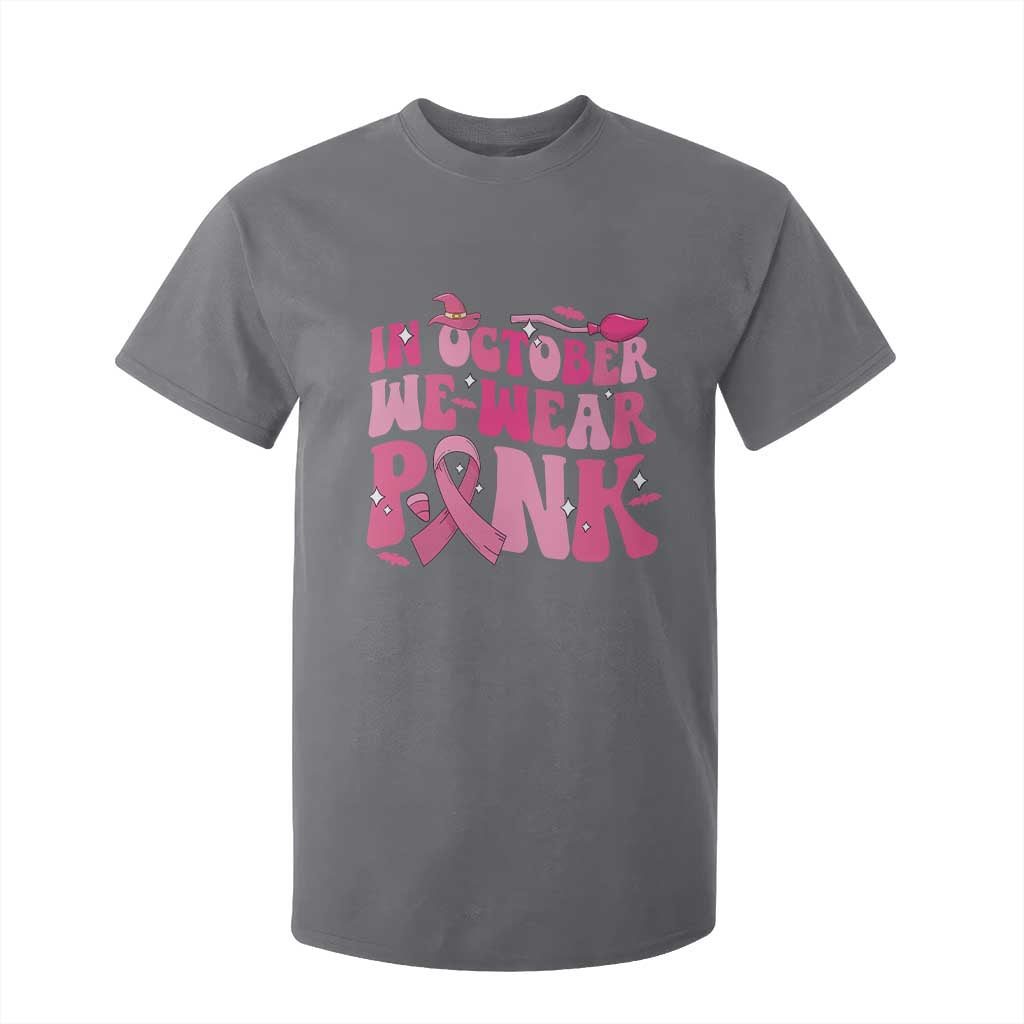 Breast Cancer Witch Support Squad T Shirt For Kid In October We Wear Pink Ribbon Halloween