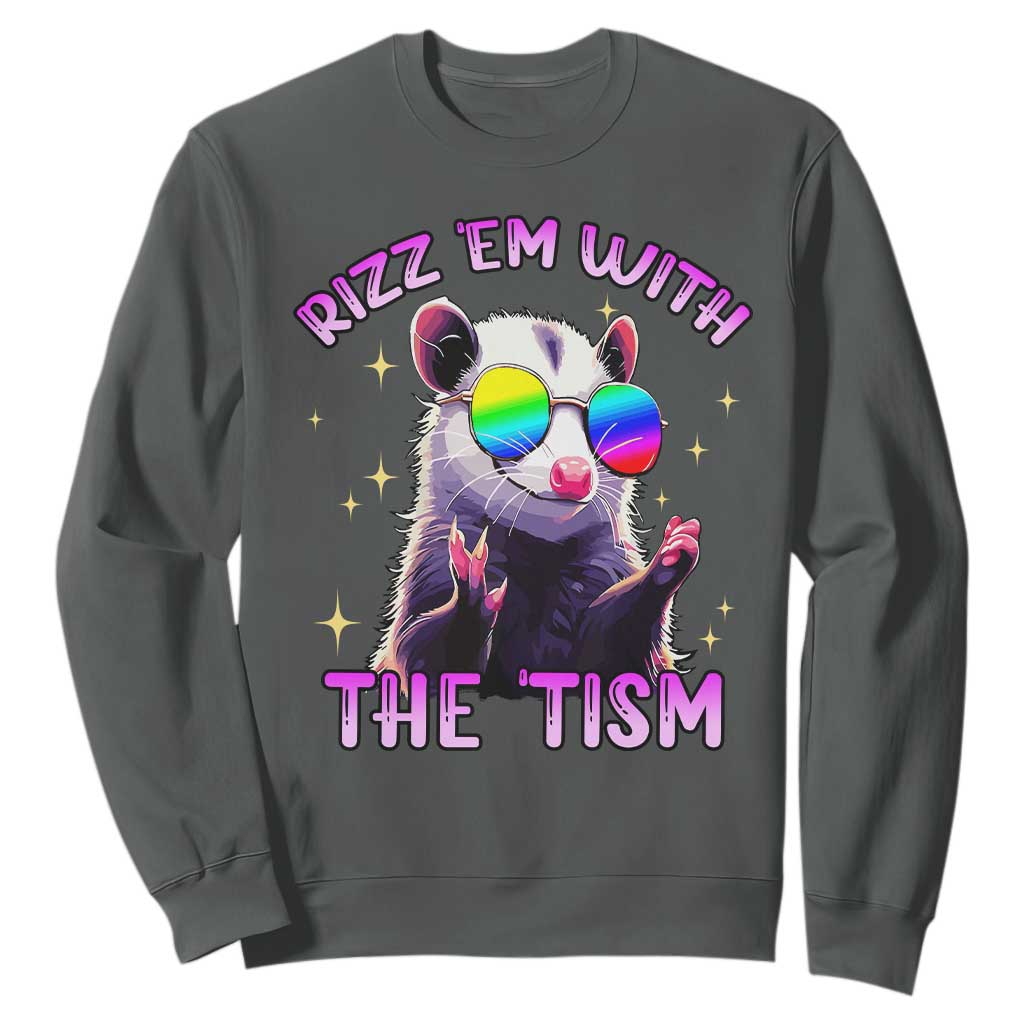 Funny Autism Opossum Sweatshirt Rizz Em With The Tism Meme Autistic