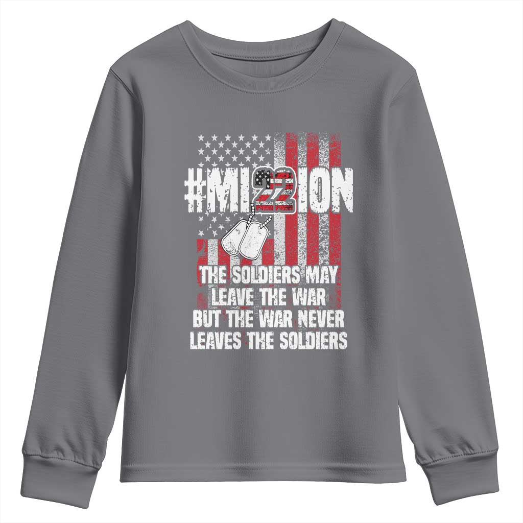 Veteran PTSD 22 Every Day Youth Sweatshirt Mission American Flag Suicide Prevention Support
