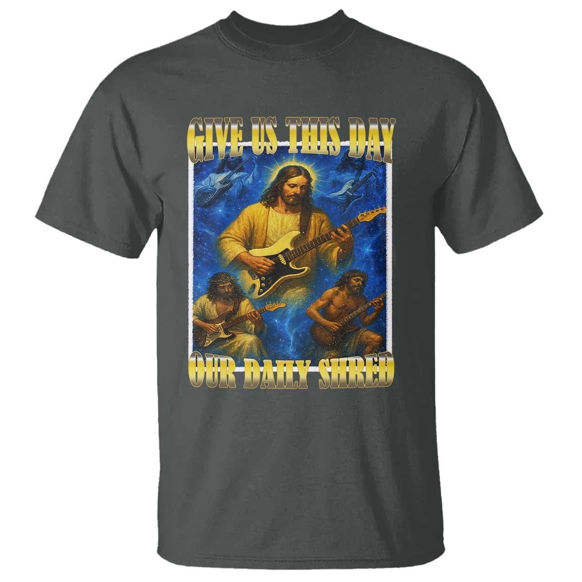 music-give-us-this-day-our-daily-shred-t-shirt-funny-jesus-rock-guitar-meme