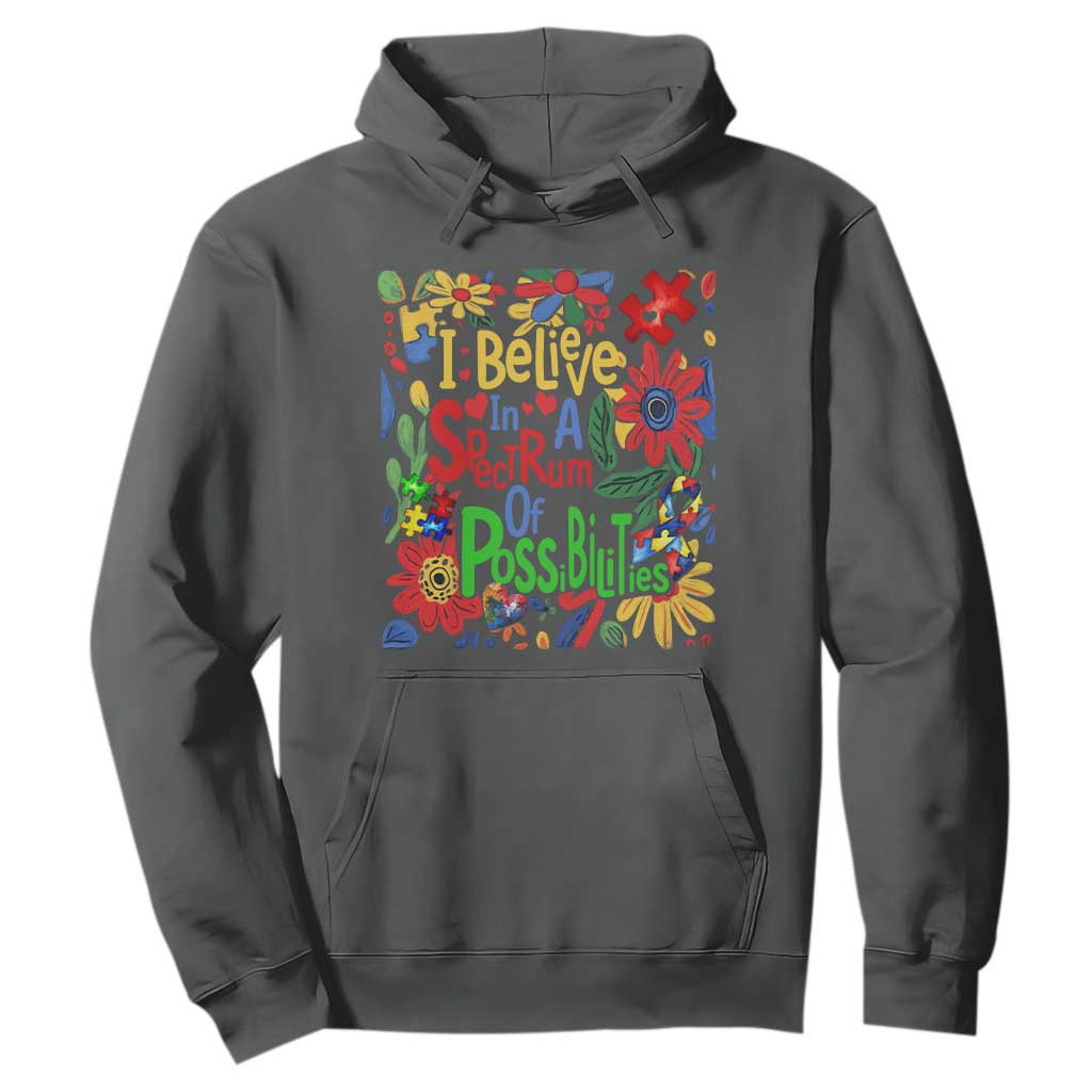 Autism Acceptance Hoodie I Believe In A Spectrum Of Possibilities Retro Boho