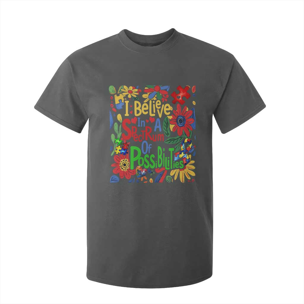 Autism Acceptance T Shirt For Kid I Believe In A Spectrum Of Possibilities Retro Boho
