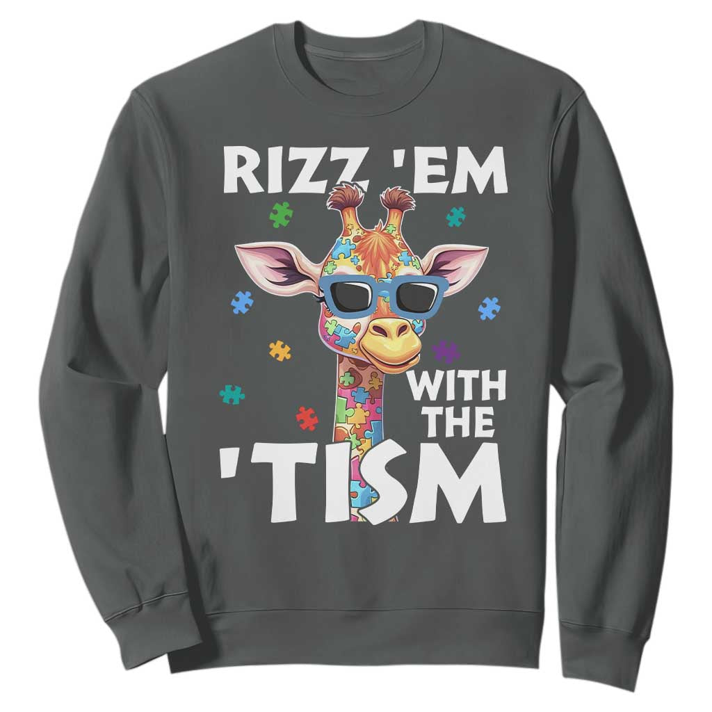 Funny Autism Giraffe Sweatshirt Rizz Em With The Tism