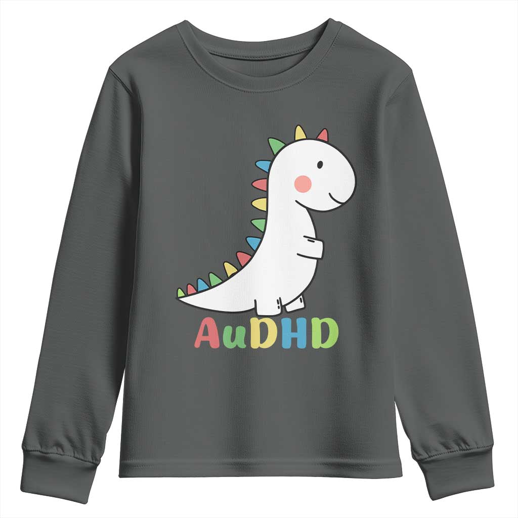 Cute Dinosaur AuDHD Youth Sweatshirt ADHD Support