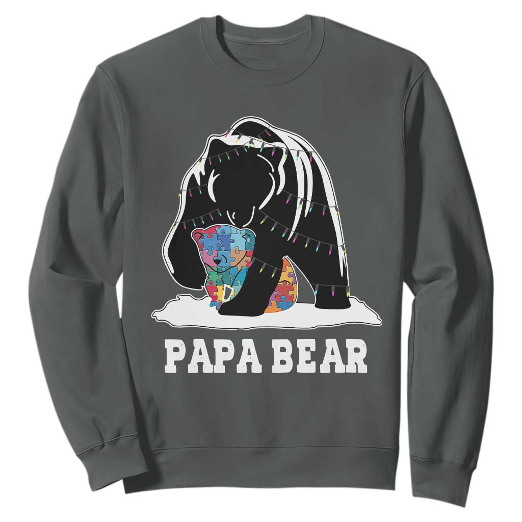 Autism Papa Bear Sweatshirt Support Autistic Matching Family Dad