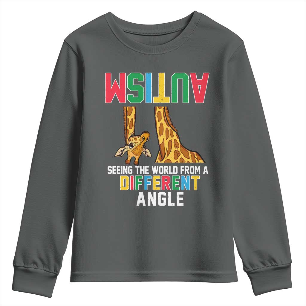 Giraffe Autism Support Youth Sweatshirt Seeing World Different Angle