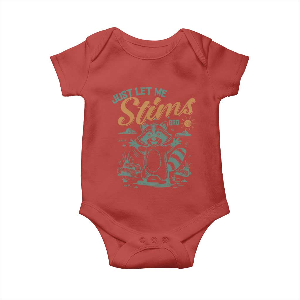 Funny Raccoon Autism Support Baby Onesie Just Let Me Stim Bro