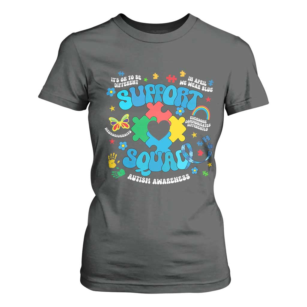 Autism Support Support Squad T Shirt For Women In April We Wear Blue