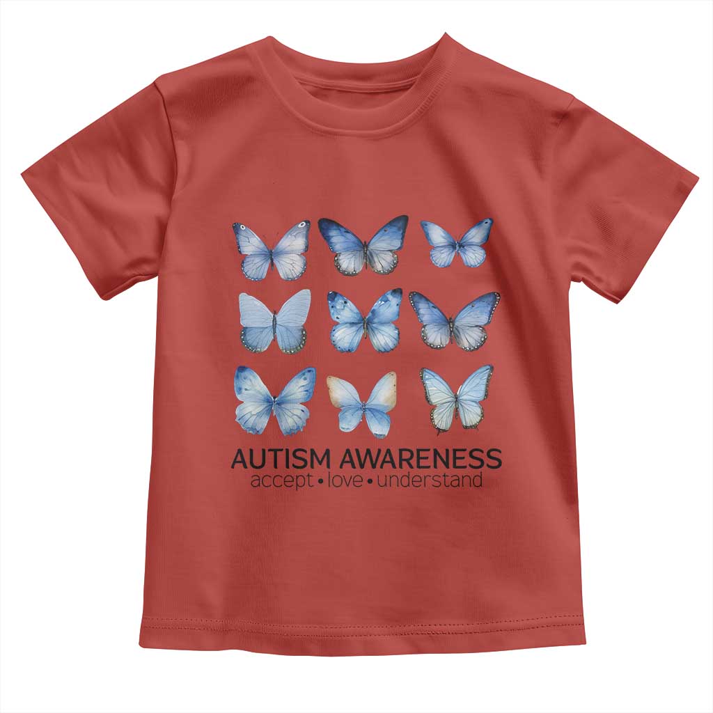 Autism Support Blue Butterflies Toddler T Shirt Accept Love Understand