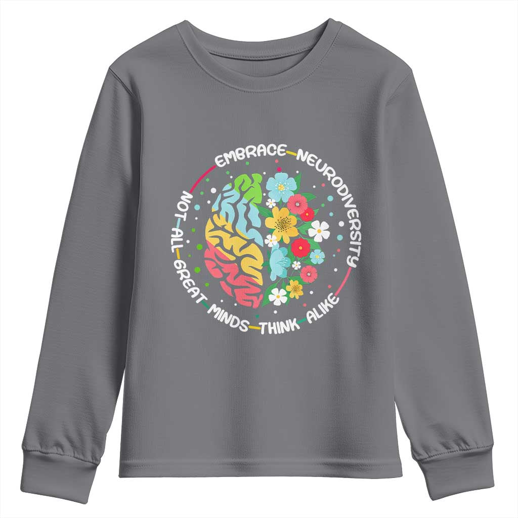 Embrace Neurodiversity Youth Sweatshirt Neurodiverse Brain Autism ADHD Autistic