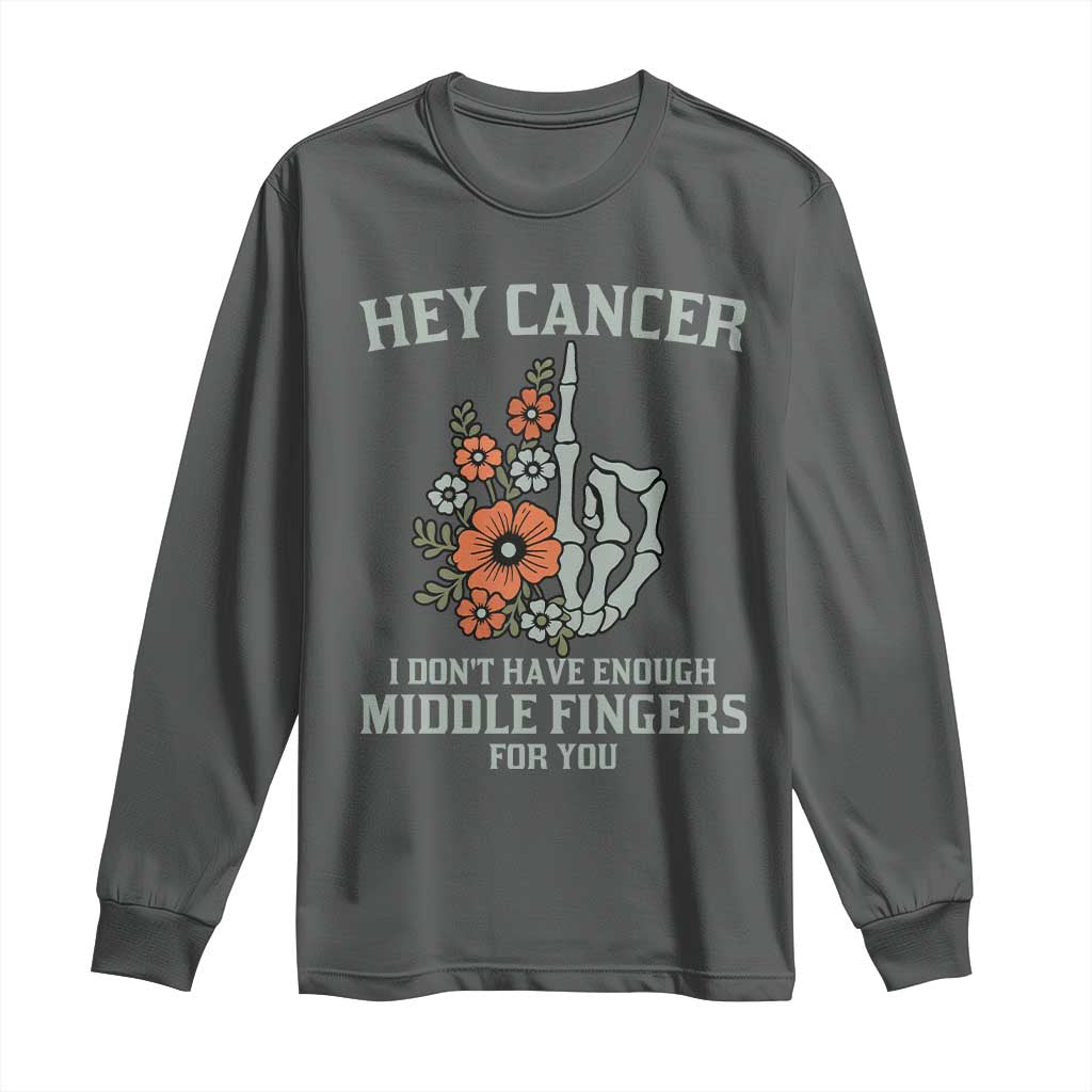 Anti Cancer Skeleton Middle Finger Long Sleeve Shirt Floral Fck Cancer