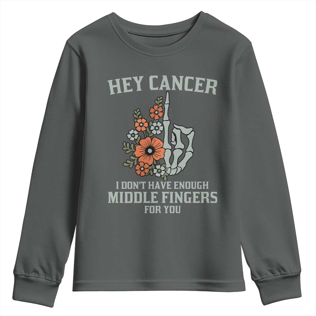 Anti Cancer Skeleton Middle Finger Youth Sweatshirt Floral Fck Cancer