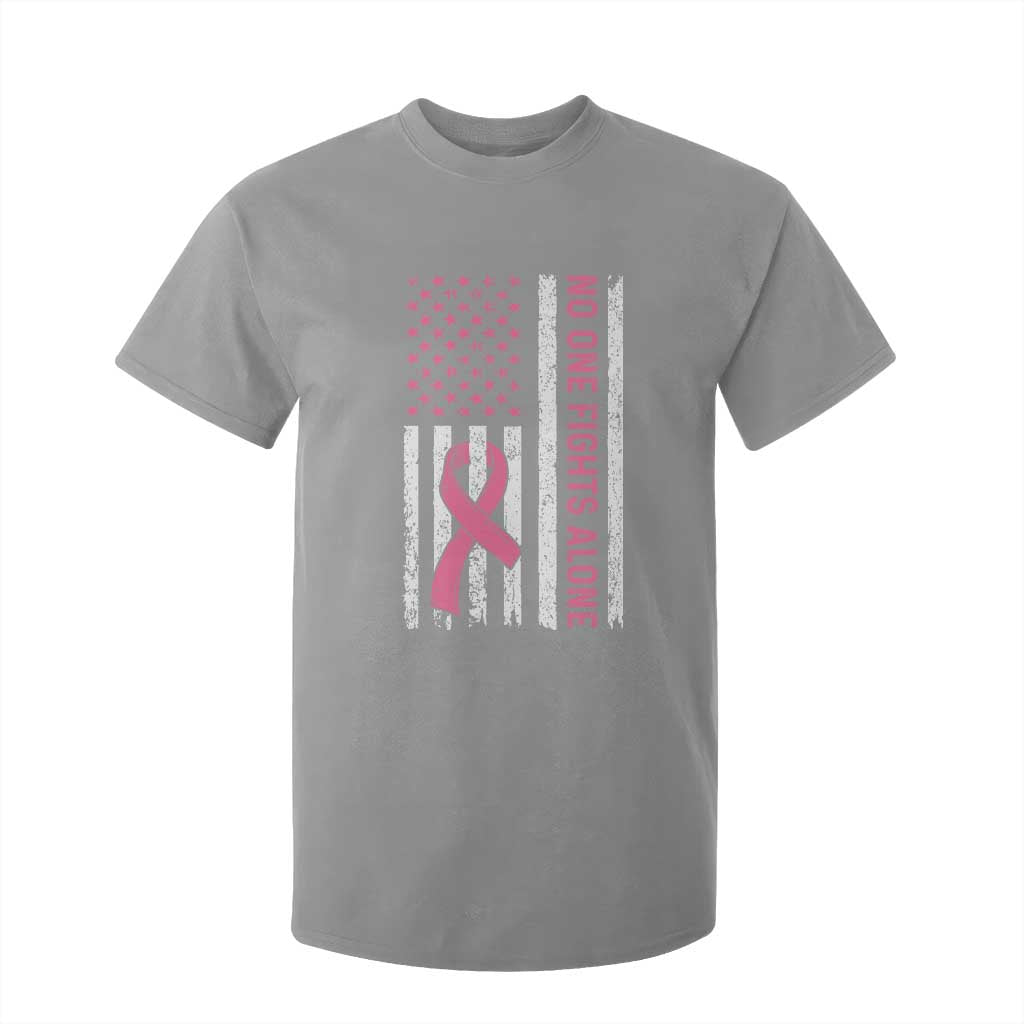 Nobody Fights Alone Pink Ribbon Flag T Shirt For Kid Breast Cancer Support Support