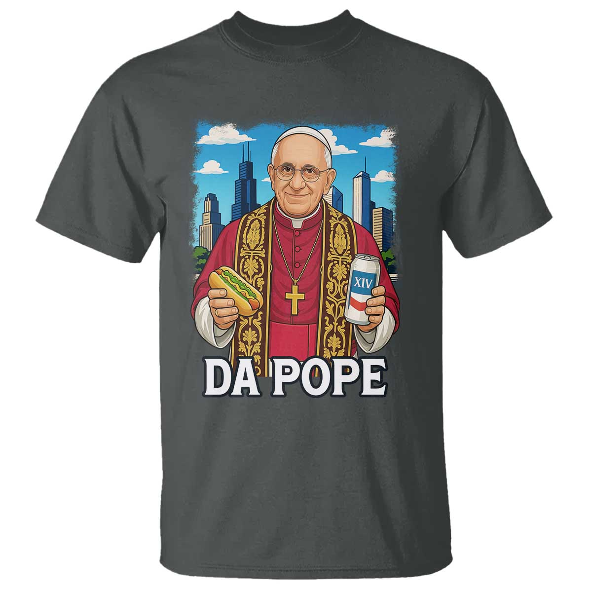 funny-da-pope-leo-xiv-t-shirt-267th-pope-chicago-hot-dog-and-beer