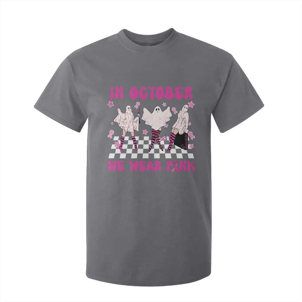 Breast Cancer Boo Sheet Support Squad T Shirt For Kid In October We Wear Pink Halloween Ghost Pink Ribbon