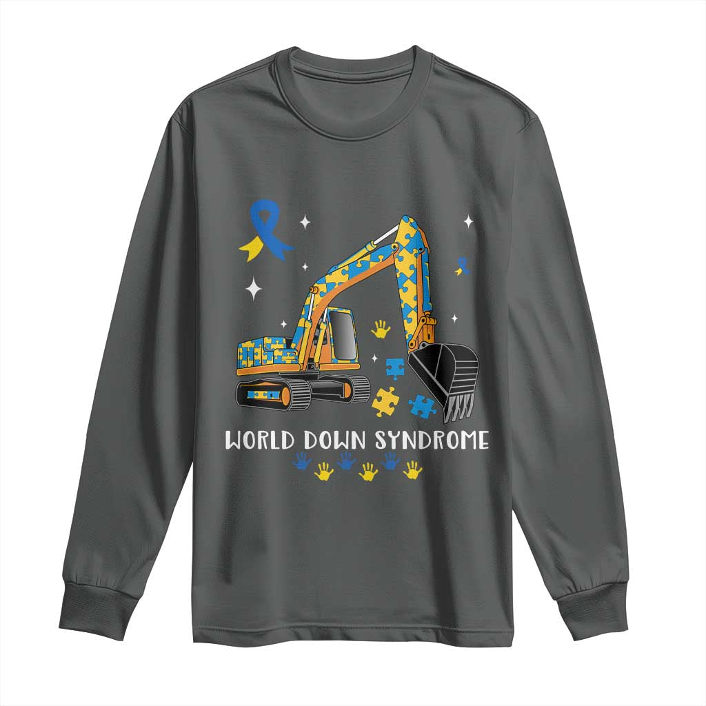 World Down Syndrome Support Day Bulldozer Long Sleeve Shirt