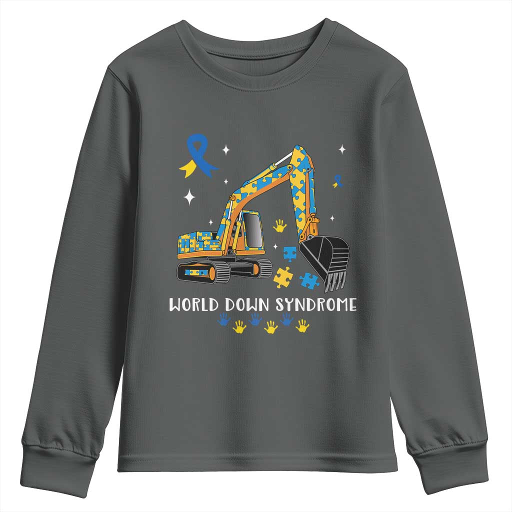 World Down Syndrome Support Day Bulldozer Youth Sweatshirt