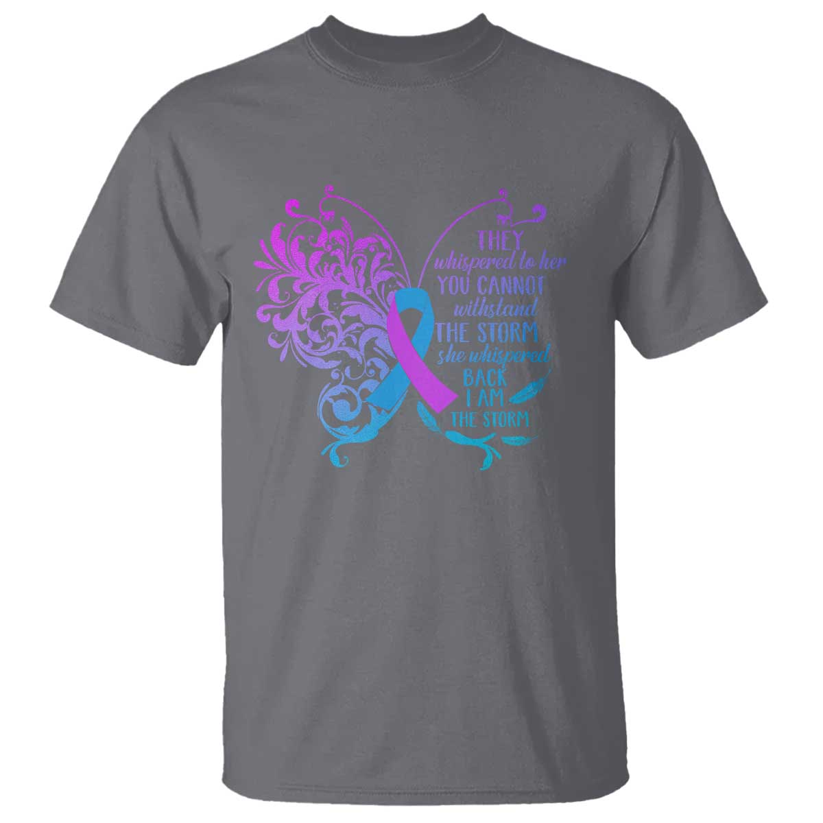 Suicide Prevention Support T Shirt She Whispered Back I Am The Storm Warrior