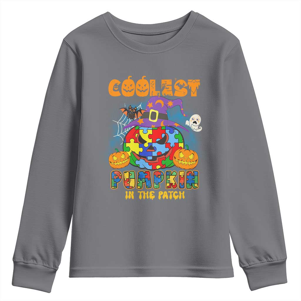 Funny Autism Support Coolest Halloween Pumpkin In The Patch Youth Sweatshirt