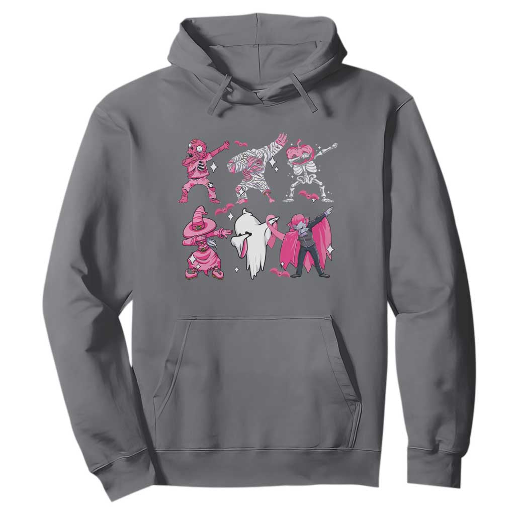 Halloween Breast Cancer Support Squad Hoodie Dabbing Skeleton Zombie Pink Ribbon