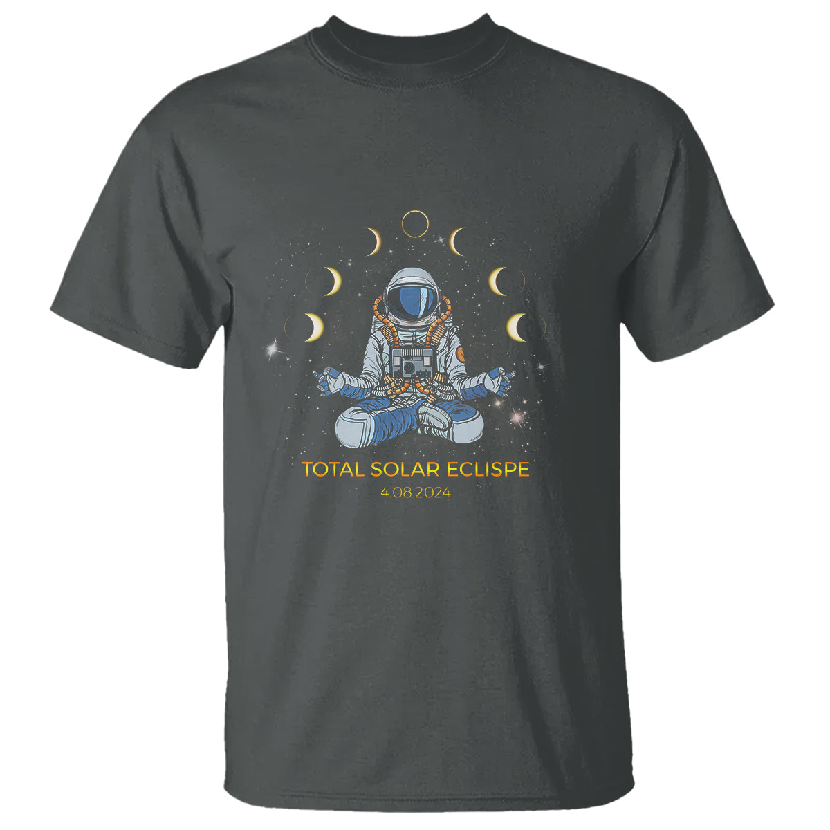 astronaut-total-solar-eclipse-2024-t-shirt-meditating-american-totality-april-8-galaxy-astronomy-lover