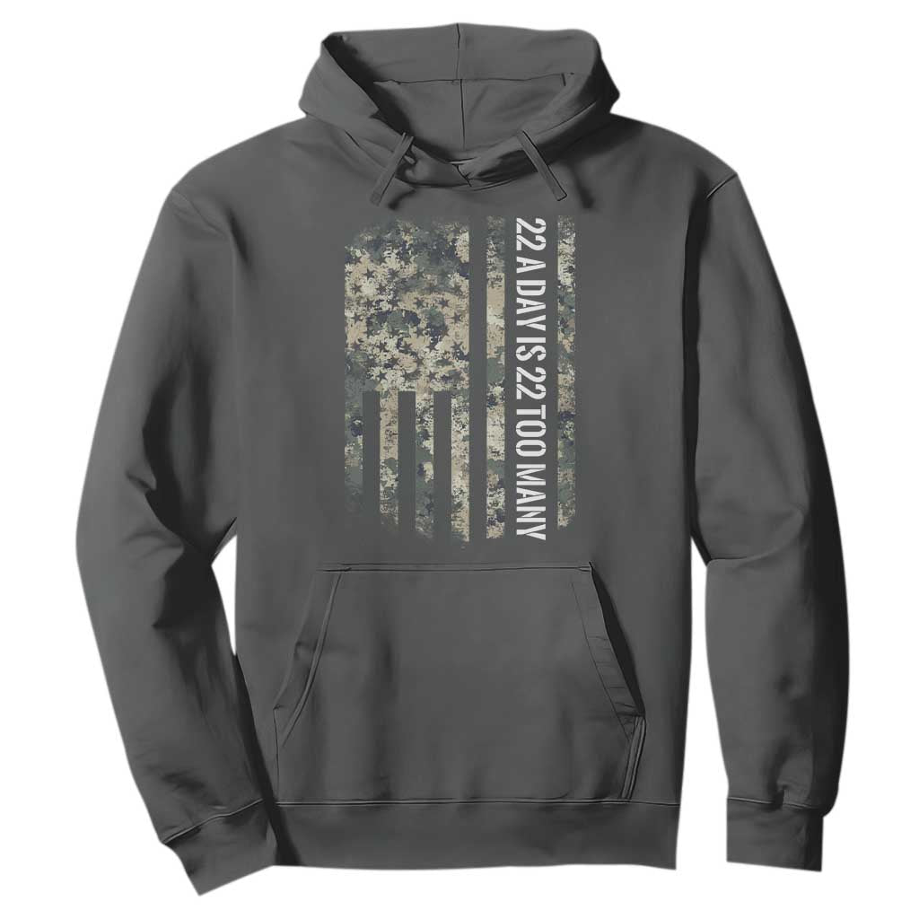 Veteran Suicide Prevention Support Hoodie USA Flag 22 A Day Is 22 Too Many