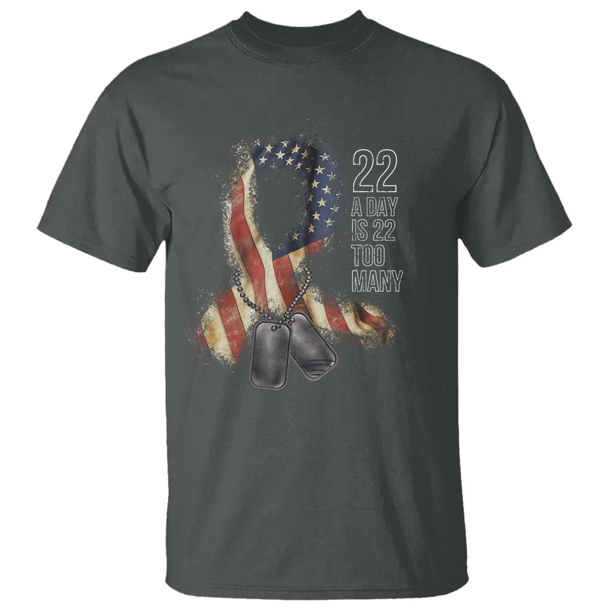 Veteran Suicide Prevention Support T Shirt 22 A Day Is 22 Too Many American Flag Ribbon