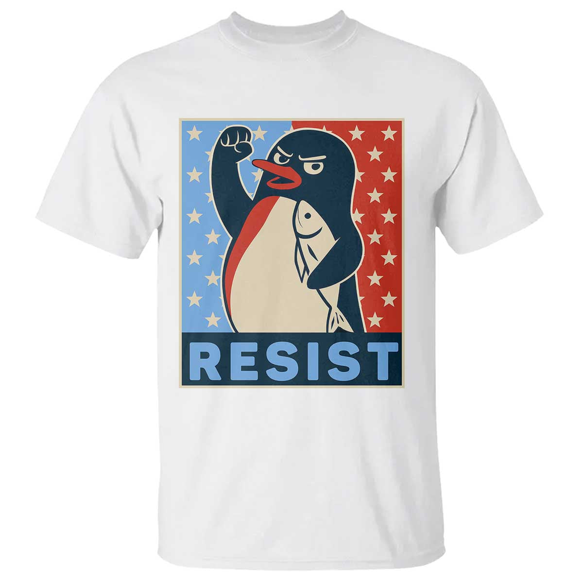 funny-penguin-resist-graphic-t-shirt-resist-protest-against-tariffs
