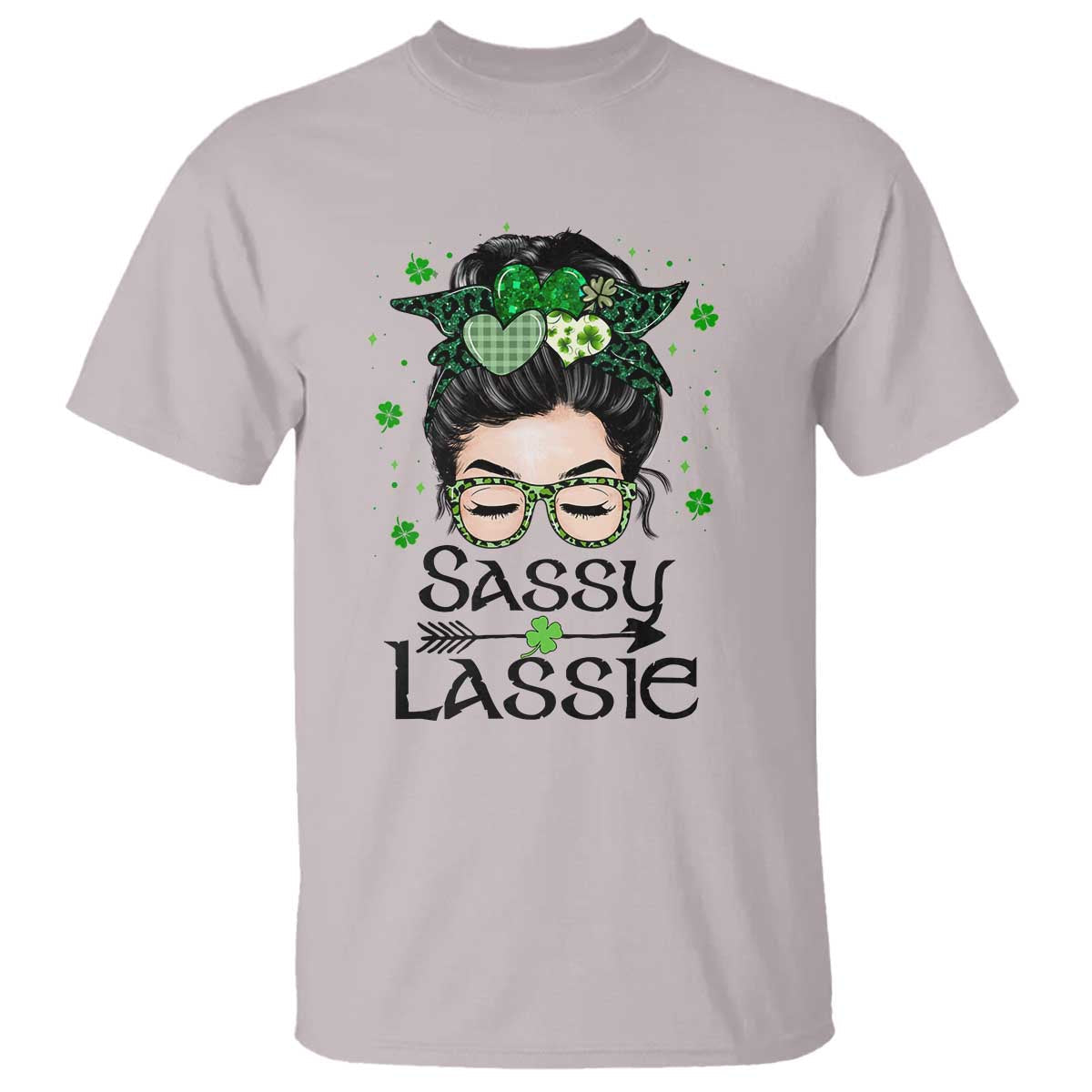 lucky-sassy-lassie-messy-bun-t-shirt-funny-st-patricks-day