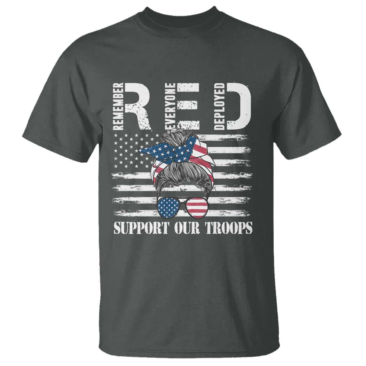 red-friday-t-shirt-red-remember-everyone-deployed-american-flag-messy-bun