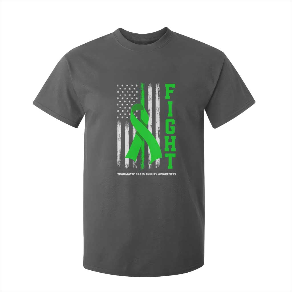 Traumatic Brain Injury Support T Shirt For Kid Fight TBI American US Flag