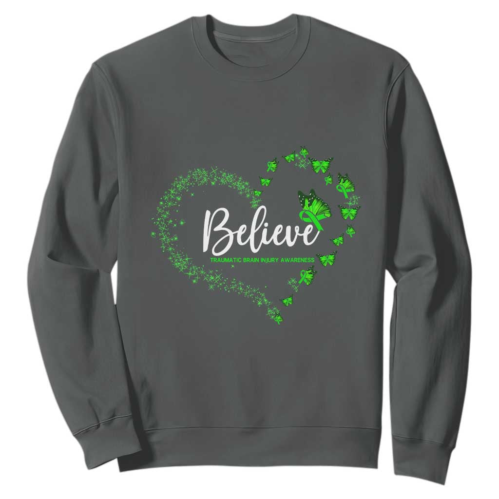 Traumatic Brain Injury Support Sweatshirt TBI Believe Butterflies