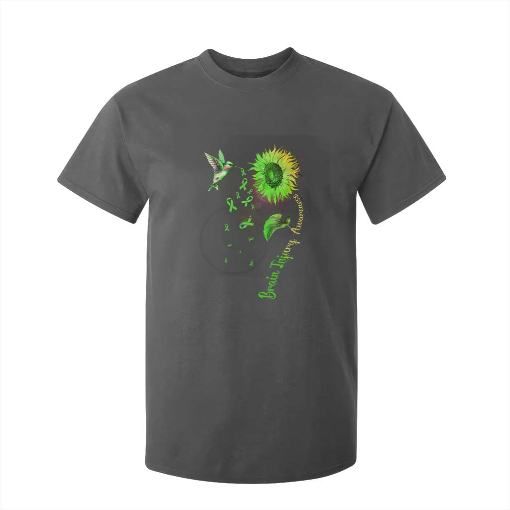 Traumatic Brain Injury Support T Shirt For Kid Sunflower Hummingbird