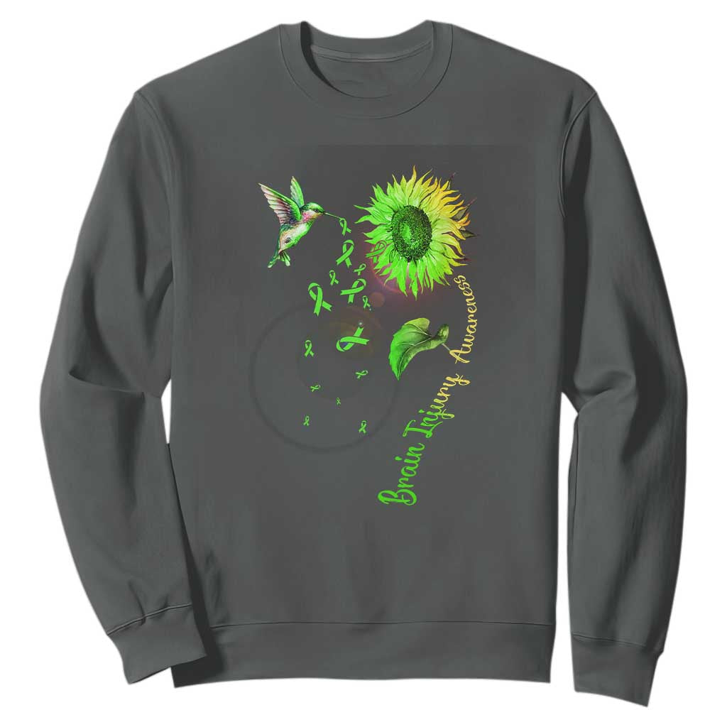 Traumatic Brain Injury Support Sweatshirt Sunflower Hummingbird