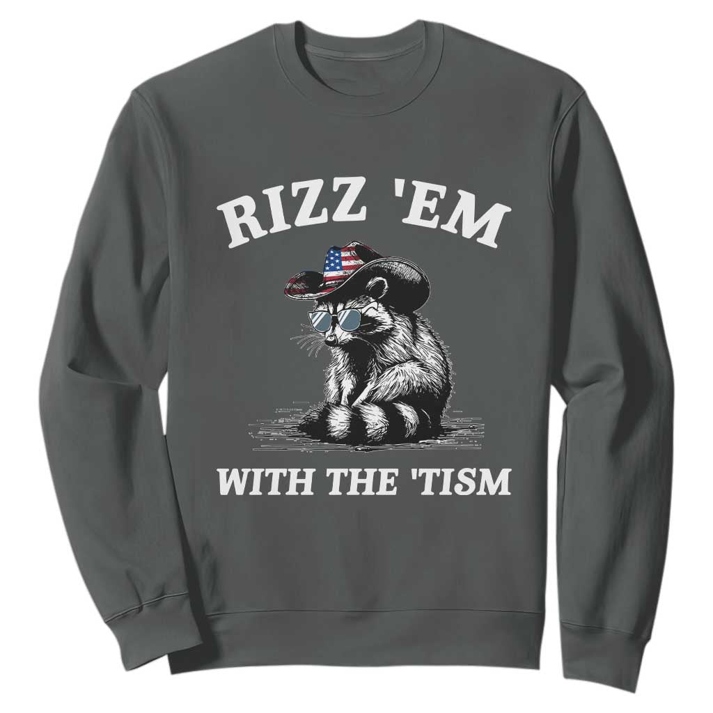 Autism Racoon Cowboy Sweatshirt Rizz Em With The Tism