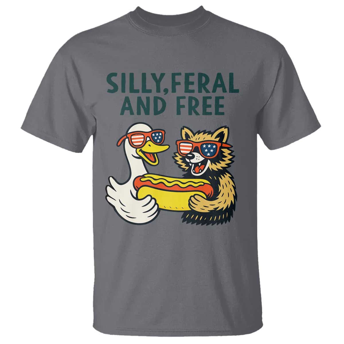 silly-feral-and-free-t-shirt-funny-goose-and-raccoon-4th-of-july-patriotic