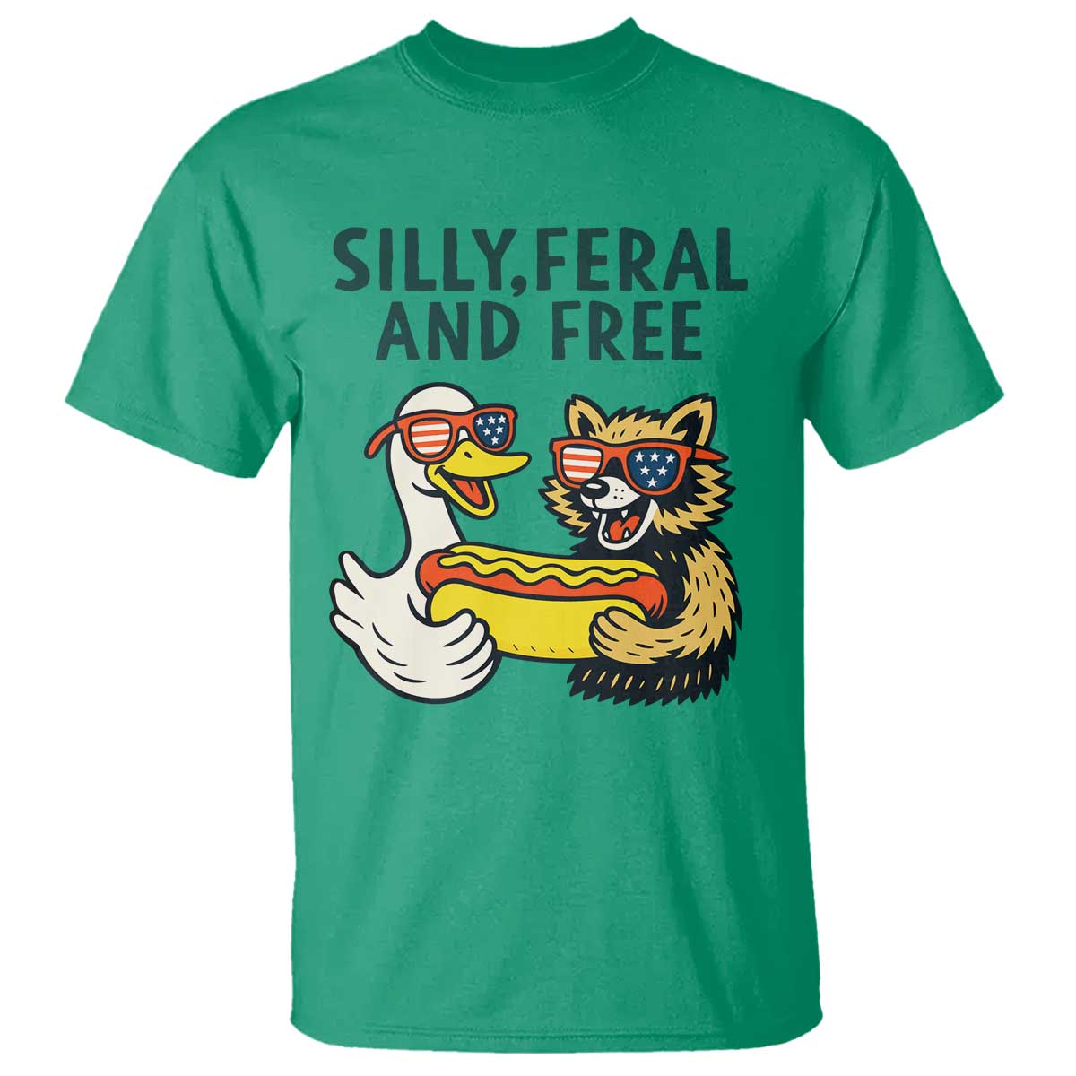 silly-feral-and-free-t-shirt-funny-goose-and-raccoon-4th-of-july-patriotic