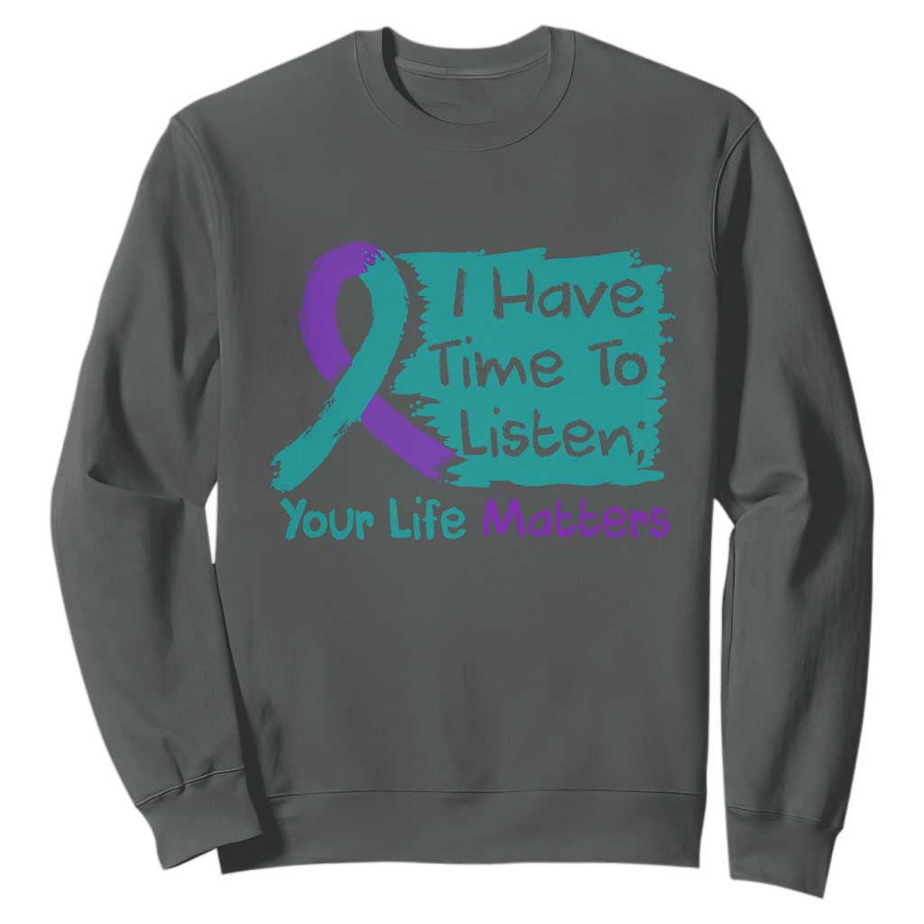 Choose To Keep Going Semicolon Flower Graphic Sweatshirt Suicide Prevention Mental Health Support