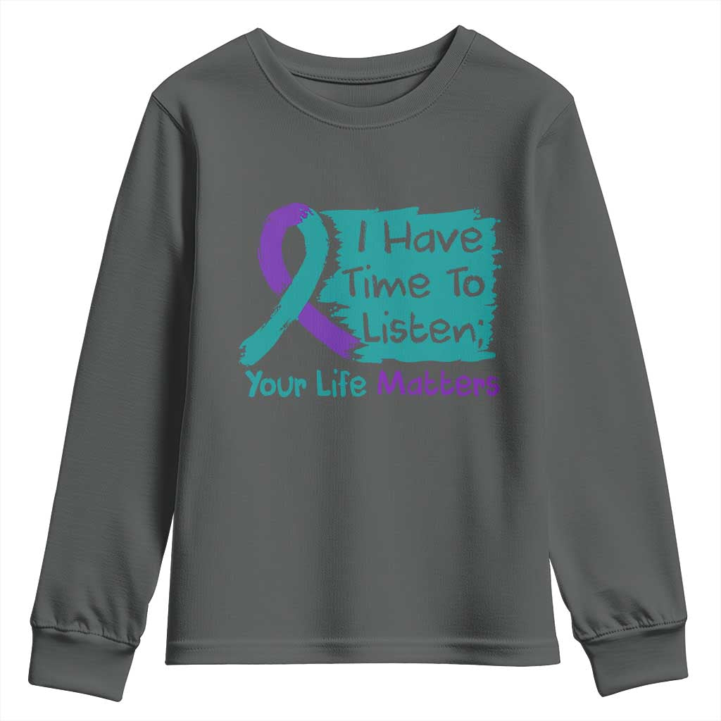 Choose To Keep Going Semicolon Flower Graphic Youth Sweatshirt Suicide Prevention Mental Health Support
