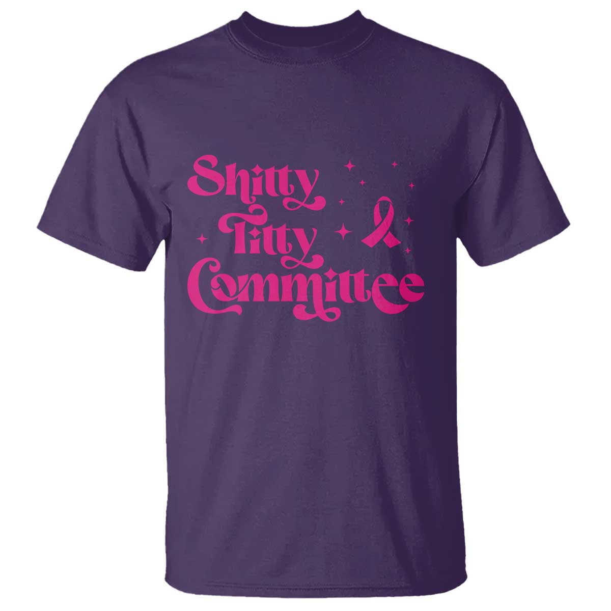 Shitty Titty Committee Retro Pink Ribbon T Shirt Funny Breast Cancer Support Mastectomy Survivor