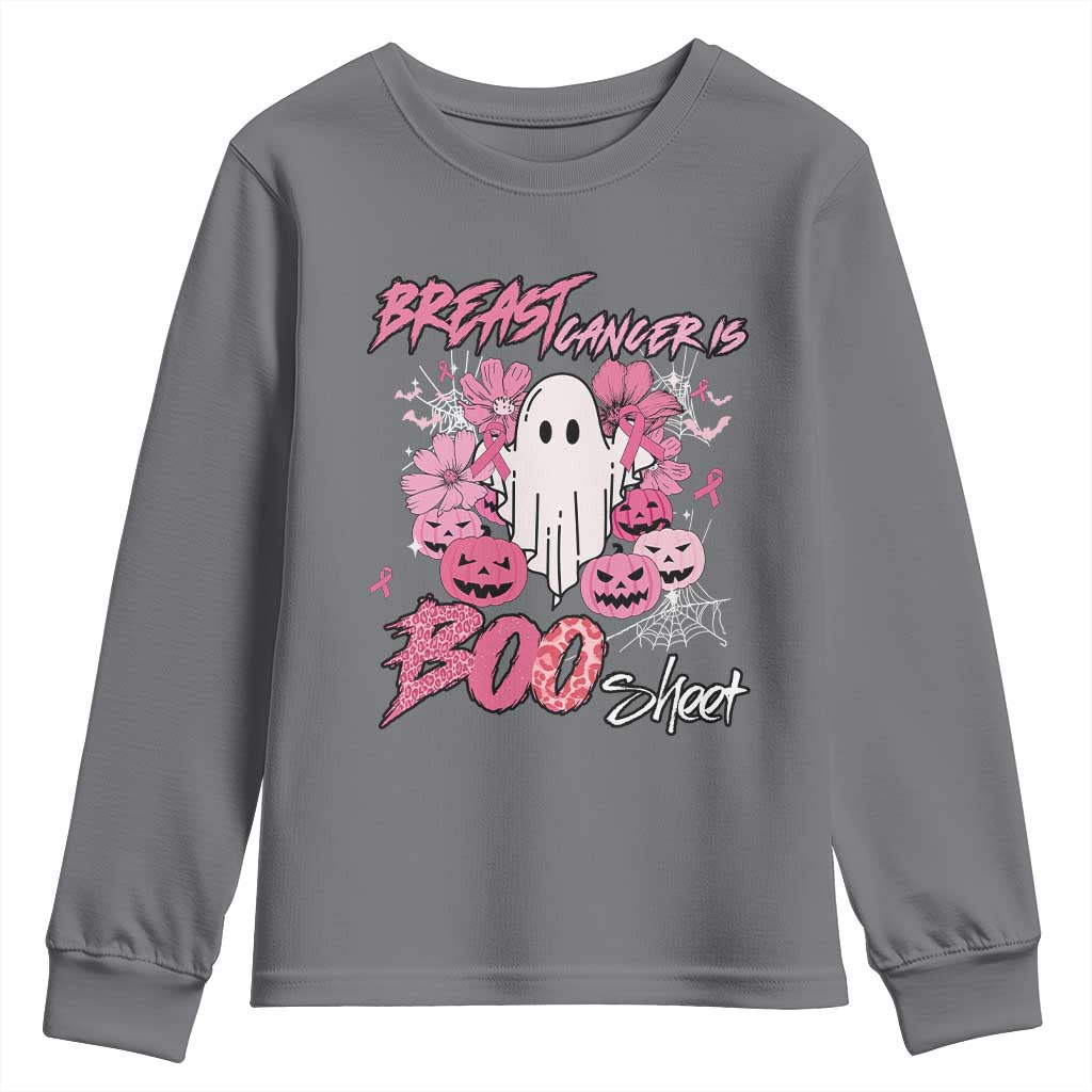 Halloween Breast Cancer Support Squad Youth Sweatshirt Save Your Boo Bees Spooky Boos Ghost