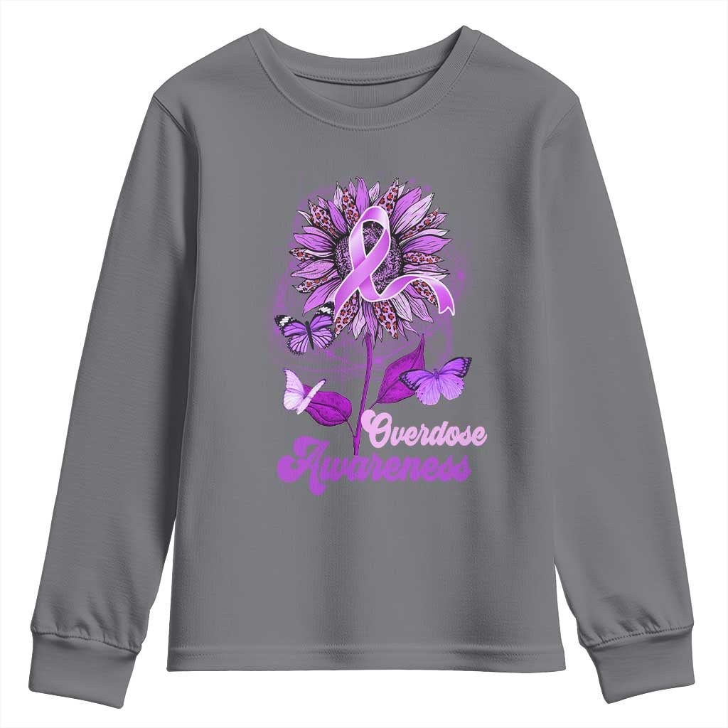 Purple Sunflower Overdose Prevention Support Squad Youth Sweatshirt
