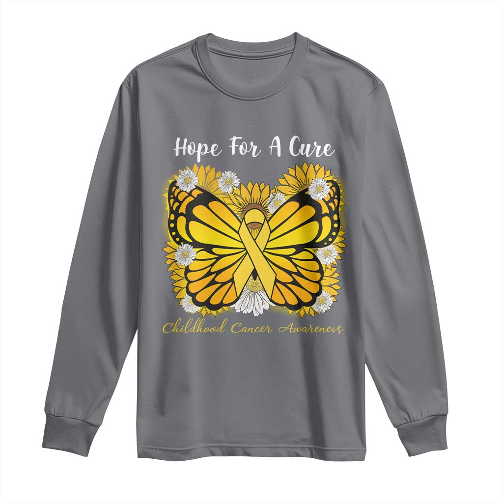 Childhood Cancer Warrior Support Long Sleeve Shirt Hope For A Cure Butterfly Flower