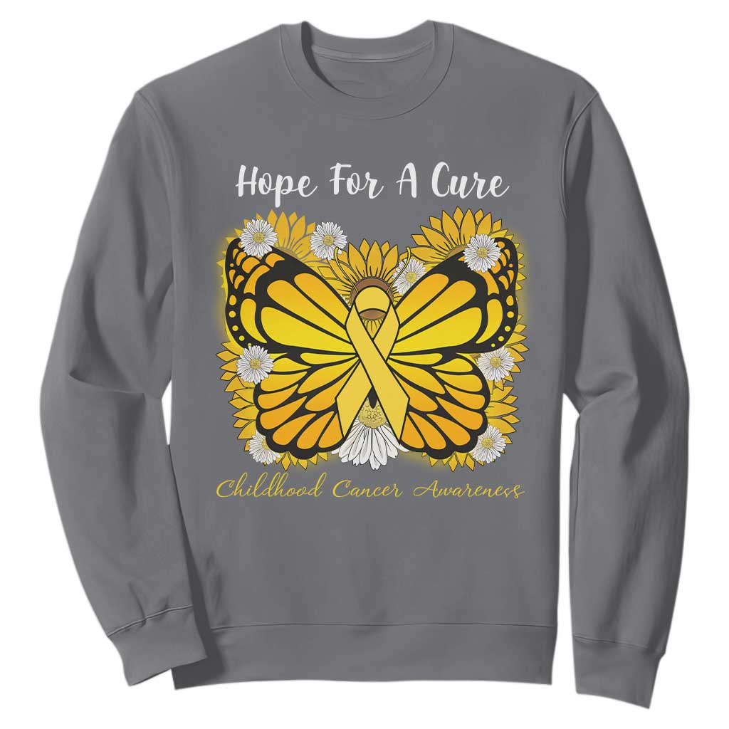 Childhood Cancer Warrior Support Sweatshirt Hope For A Cure Butterfly Flower