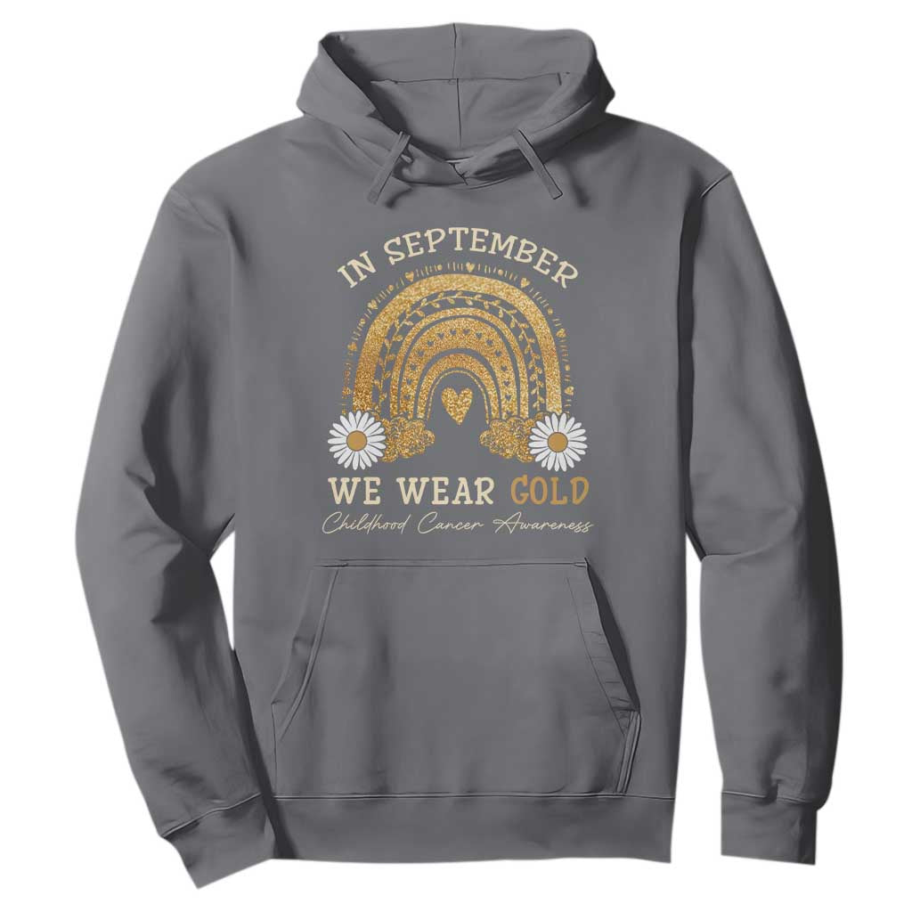 Childhood Cancer Warrior Support Hoodie In September We Wear Gold Rainbow